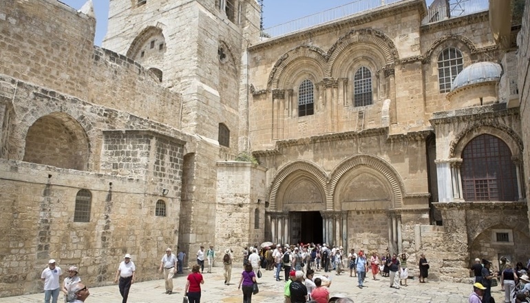 The entrance to the divine Chruch of the Holy Sepulchre