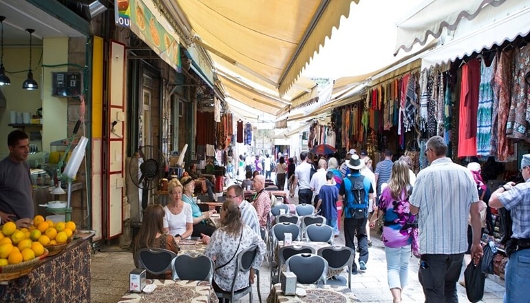The colorful Jewish Quarter of Jerusalem’s Old City and the iconic Western Wall