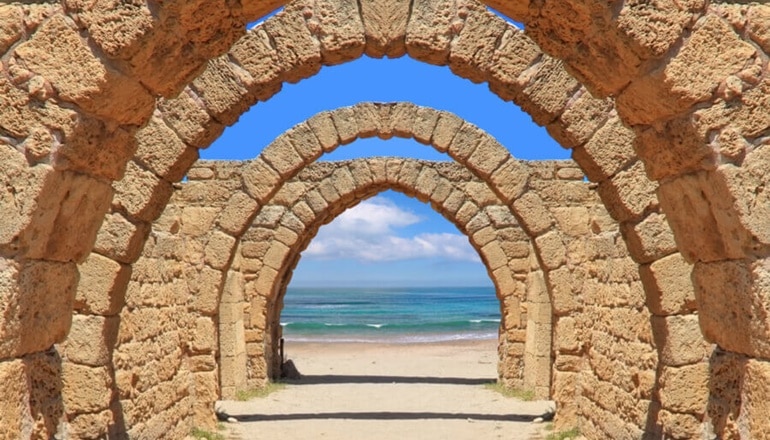 Old Roman arches of Caesarea (Photo courtesy of Bein Harim)