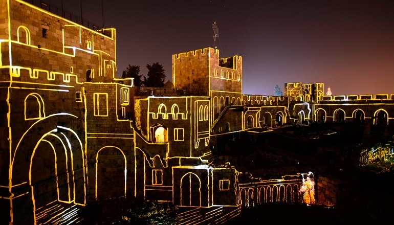 צילום של המלך דוד - מופע אור קולי לילי במגדל דוד